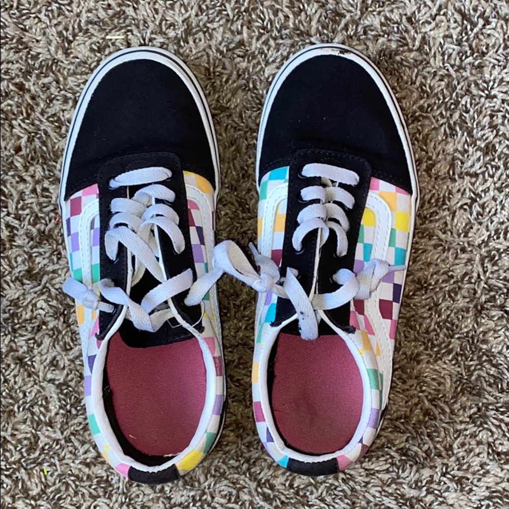 Rainbow Kids Checkerboard Old Skool Vans